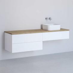 Kronenbach Cube meuble avec plan de travail 161x48.7x44.5 cm sous-lavabo suspendu blanc-chêne KBWTKOWTL1613WHGH
