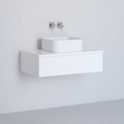 Kronenbach Cube meuble avec plan de travail 81x48.7x23.5 cm sous-lavabo suspendu blanc KBWTKOWTL811WH