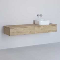 Kronenbach Cube meuble avec plan de travail 161x48.7x23.5 cm sous-lavabo suspendu chêne KBWTKOWTL1612GH