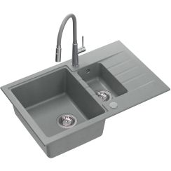Quadron Peter évier avec mitigeur gris/acier HCQP57850SZK_3922505BSGR