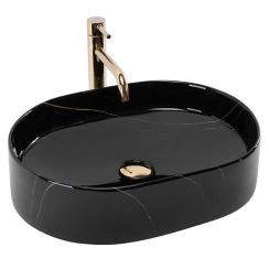 Rea Nadia lavabo 50x38 cm ovale à poser noir REA-U9240