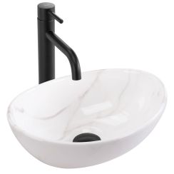 Rea Sofia lavabo 35.5x27 cm ovale à poser blanc brillant REA-U9236