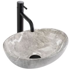Rea Sofia lavabo 35x26 cm ovale à poser gris/pierre mat REA-U9237