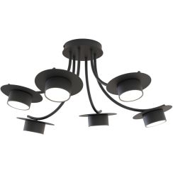 Emibig Enso plafonnier 6x12 W noir 1445/6
