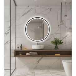 Venti Orion Black miroir 60x60 cm circulaire avec éclairage oui noir 5905951180342