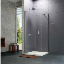 Huppe Design Pure 4-kąt drzwi prysznicowe 90 cm srebrny mat/szkło przezroczyste Anti-Plaque 8P0605.087.322