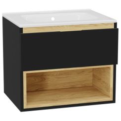 Set corps de meuble Excellent Tuto 2.0 MLEX.2171.600.BKBL, lavabo Excellent Pik CEEX.6517.600.WH, MLEX.2151.600.01.BK