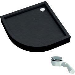 Schedline Favory Plus Black Stone receveur de douche semi-circulaire avec siphon 90x90 cm noir 3ST.F1O-9090/C/ST