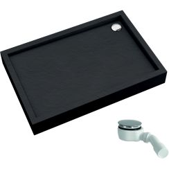 Schedline Favory Plus Black Stone receveur de douche rectangulaire avec siphon 100x90 cm noir 3ST.F1P-90100/C/ST