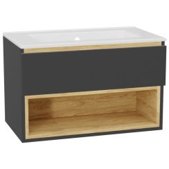 Set corps de meuble Excellent Tuto 2.0 MLEX.2171.800.GRBL, lavabo Excellent As CEEX.3617.800.WH, MLEX.2151.800.01.GR