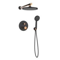 Invena Moonlight ensemble de douche encastré oui noir BS-77-014