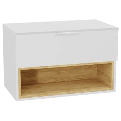 Set corps de meuble Excellent Tuto 2.0 MLEX.2171.800.WHBL, plan de travail suspendu Excellent Tuto 2.0 MLEX.2111.800.WH, MLEX.2151.800.02.WH