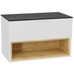 Set corps de meuble Excellent Tuto 2.0 MLEX.2171.800.WHBL, plan de travail suspendu Excellent Tuto 2.0 MLEX.2116.800.MA, MLEX.2151.800.03.WH