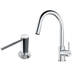 Set mitigeur de cuisine Franke Lina 115.0693.229, distributeur de savon Franke Comfort 119.0584.065