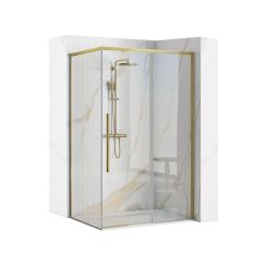 Rea Solar Brush Gold cabine de douche 90x90 cm carrée doré brossé/verre transparent REA-K9500