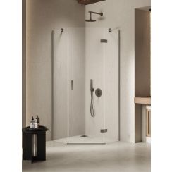 New Trendy Nesta Gunmetal Brushed cabine de douche 90x90 cm gris canon brossé/verre transparent K-4787