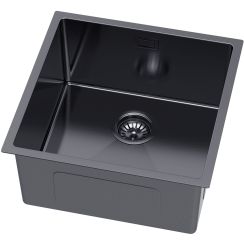 Ruvetti Stelio évier en acier inoxydable avec siphon 44x44 cm graphite 5001S_PVD_GRF50_P