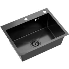 Ruvetti Look évier en acier inoxydable 58x45 cm noir 5003L_PVD_BL60_W