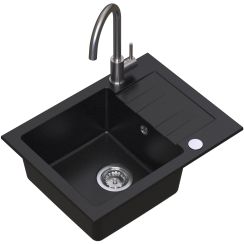 Ruvetti Minimini+ évier avec mitigeur noir/acier LP_3200-MM58440BC_W