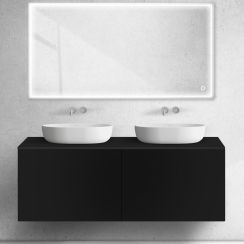 Oltens Lun armoire 140x44.7x52 cm sous-lavabo suspendu noir mat 60040300