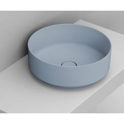 Ceramica Dolomite Noemi lavabo 44x44 cm ronde à poser bleu mat D310571