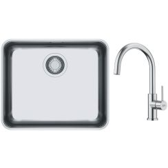 Set mitigeur de cuisine Franke Smart Glenda 115.0747.473, évier en acier inoxydable Franke Aton 122.0204.649
