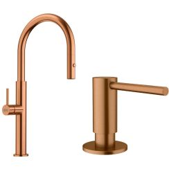 Set mitigeur de cuisine Franke Pescara 115.0741.698, distributeur de savon Franke Atlas 112.0717.104