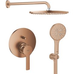 Set douche à effet de pluie avec bras Grohe Rainshower 26066DL0, mitigeur bain-douche Grohe Lineare 24064DL1, 26574DL0, 26658DL0, 28388DA1