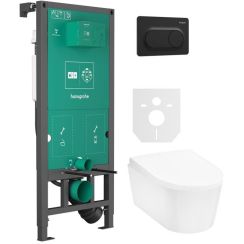 Set cuvette de WC Hansgrohe EluPura S 60193450, châssis encastré Hansgrohe iFrame universal 01022180, 60148450, 66002670