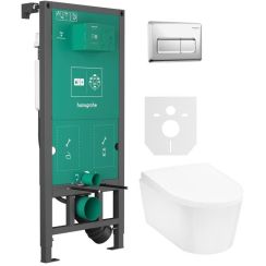 Set cuvette de WC Hansgrohe EluPura S 60193450, châssis encastré Hansgrohe iFrame universal 01022180, 60148450, 66001000