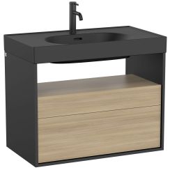 Roca Meridian armoire 80x46x56.5 cm sous-lavabo suspendu noir-chêne A858107608
