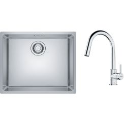 Set évier en acier inoxydable Franke Maris 122.0543.996, mitigeur de cuisine Franke Lina 115.0693.229