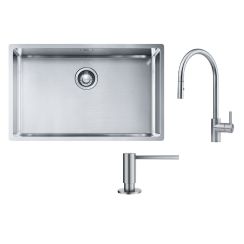 Set évier en acier inoxydable Franke Box 127.0453.658, mitigeur de cuisine Franke Eos 115.0590.045, 112.0717.084