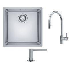 Set mitigeur de cuisine Franke Eos 115.0590.045, évier en acier inoxydable Franke Maris 122.0543.995, 112.0717.084