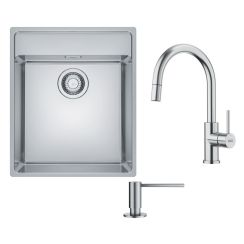 Set évier en acier inoxydable Franke Maris 127.0544.021, mitigeur de cuisine Franke Smart Glenda 115.0747.474, 112.0717.084
