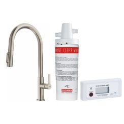 Set mitigeur de cuisine Franke Maris Slim Clear Water J Pull-Out 120.0736.604, filtre sous évier Franke Clear Water 133.0284.025