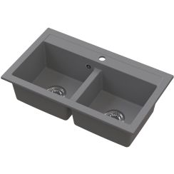 Ruvetti Doblo évier en granit 75.6x44.7 cm gris/graphite/onyx 3001DO_GR_W