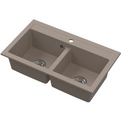 Ruvetti Doblo évier en granit 75.6x44.7 cm beige 3001DO_BE_W
