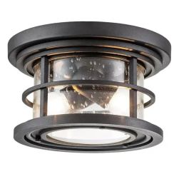 Elstead Lighting Lighthouse plafonnier extérieur 2x60 W noir FE-LIGHTHOUSE-F-BLK