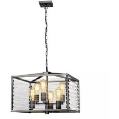 Elstead Lighting Louvre lampe suspendue 6x60 W gris/cendre LOUVRE-6P