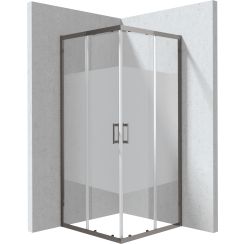 Deante Funkia Evo cabine de douche 90x90 cm carrée graphite mat/verre à motif KYC_DE99P
