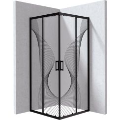 Deante Funkia Evo cabine de douche 90x90 cm carrée noir mat/verre à motif KYC_NB99P