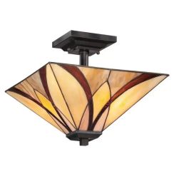 Elstead Lighting Asheville plafonnier 2x60 W ambré-rouge-crème QZ-ASHEVILLE-SF