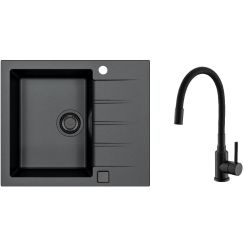 Set évier en granit Alveus Cadit 1148158, mitigeur de cuisine Alveus Flexa 1147056