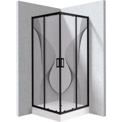 Deante Funkia Evo cabine avec receveur 80x80 cm carrée noir mat/verre à motif KYC_ZNB88P
