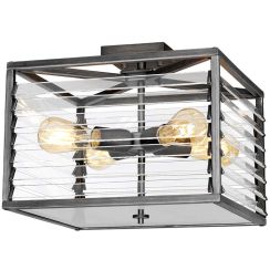 Elstead Lighting Louvre plafonnier 4x60 W gris LOUVRE-4F