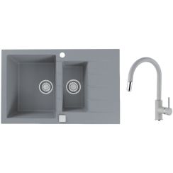 Set évier en granit Alveus Cadit 1131360, mitigeur de cuisine Alveus Delos 1129019