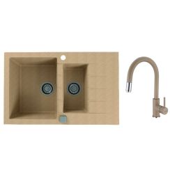 Set évier en granit Alveus Cadit 1131359, mitigeur de cuisine Alveus Delos 1129020