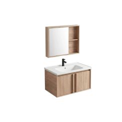 Rea Gama lavabo avec meuble et miroir 80 cm marron REA-M0211