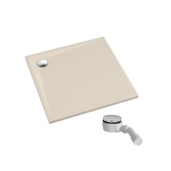 Schedpol Etrusco Cashmere Stone receveur de douche carré avec siphon 90x90 cm beige 3.461/PK/ST